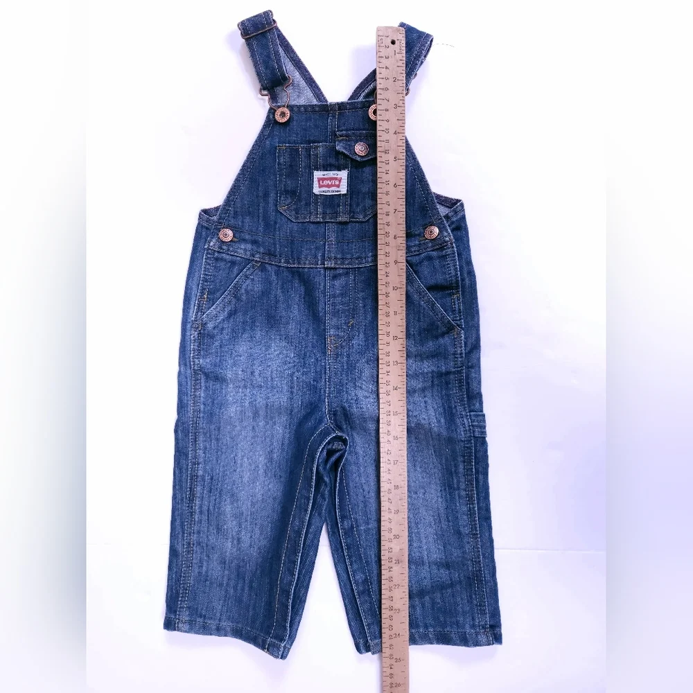 Levis Dark Wash Blue Denim Carpenter Overalls Baby 18M Adjustable
